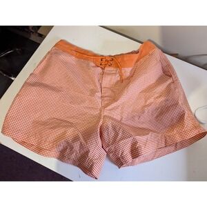 Murano Swim mens swimsuit shorts orange white checkered XL